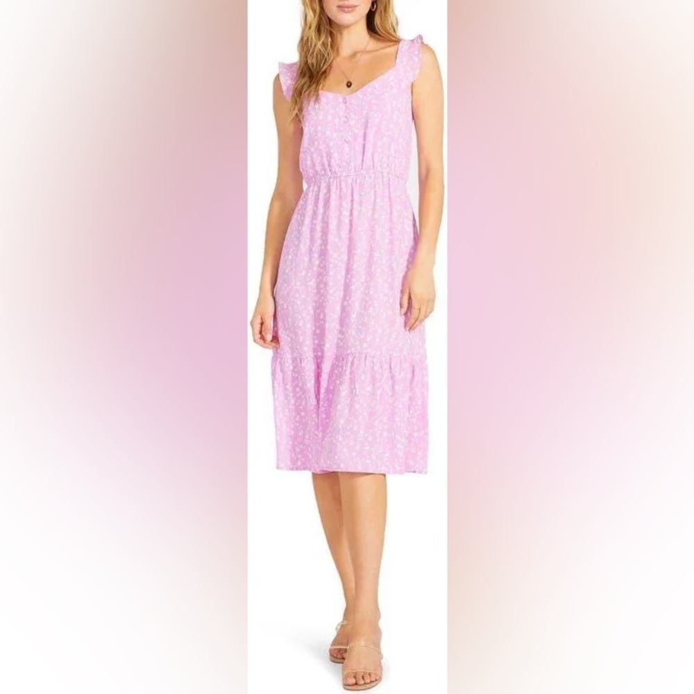 BB Dakota Pink Floral Midi Dress - Size XS